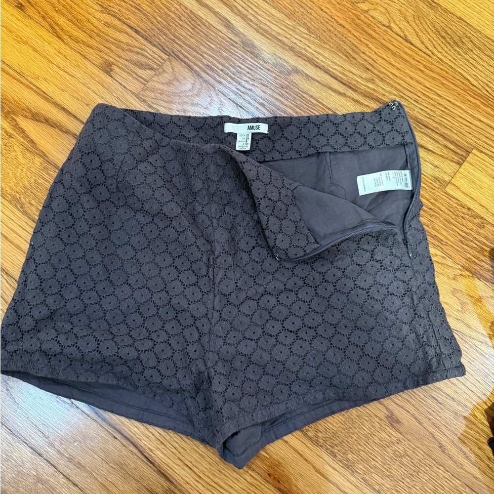 Muse Black Eyelet High Waist Shorts